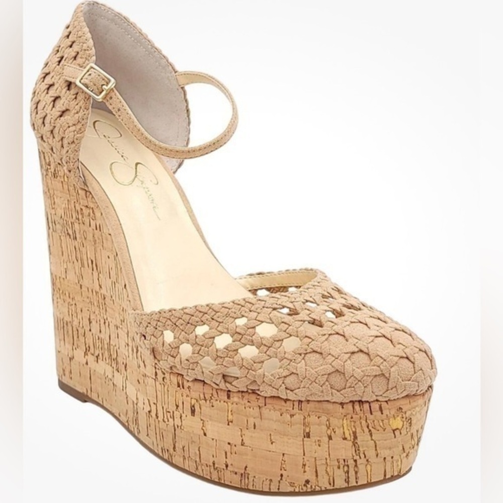 NIB Jessica Simpson Marshela Ankle Strap Platform Wedges - Sz10
